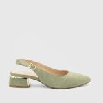 AYNE Green Suede Leather Women's Heeled Sandal