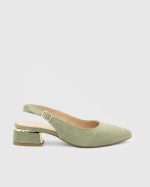 AYNE Green Suede Leather Women's Heeled Sandal