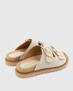 VIOLA Beige Suede Leather Women's Mulle - Image 3