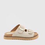 VIOLA Beige Suede Leather Women's Mulle