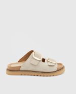 VIOLA Beige Suede Leather Women's Mulle