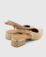 AYNE Bisque Suede Leather Women's Heeled Sandal - Image 4