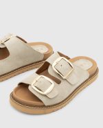 VIOLA Beige Suede Leather Women's Mulle - Image 2