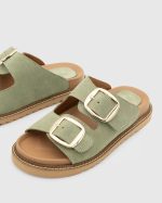 VIOLA Green Suede Leather Women's Mulle - Image 2