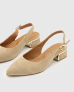 AYNE Bisque Suede Leather Women's Heeled Sandal - Image 2