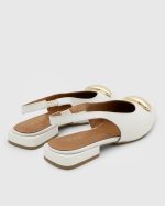 LILIAN White Leather Women's Heeled Sandal - Image 4
