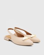 LILIAN Nude Leather Women's Heeled Sandal - Image 3