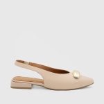 LILIAN Nude Leather Women's Heeled Sandal