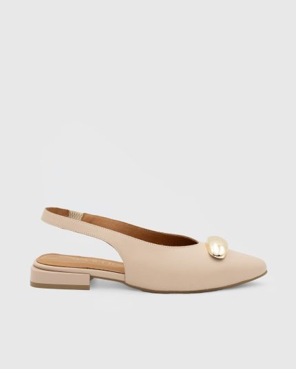 LILIAN Nude Leather Women's Heeled Sandal