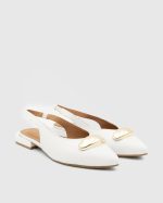 LILIAN White Leather Women's Heeled Sandal - Image 3