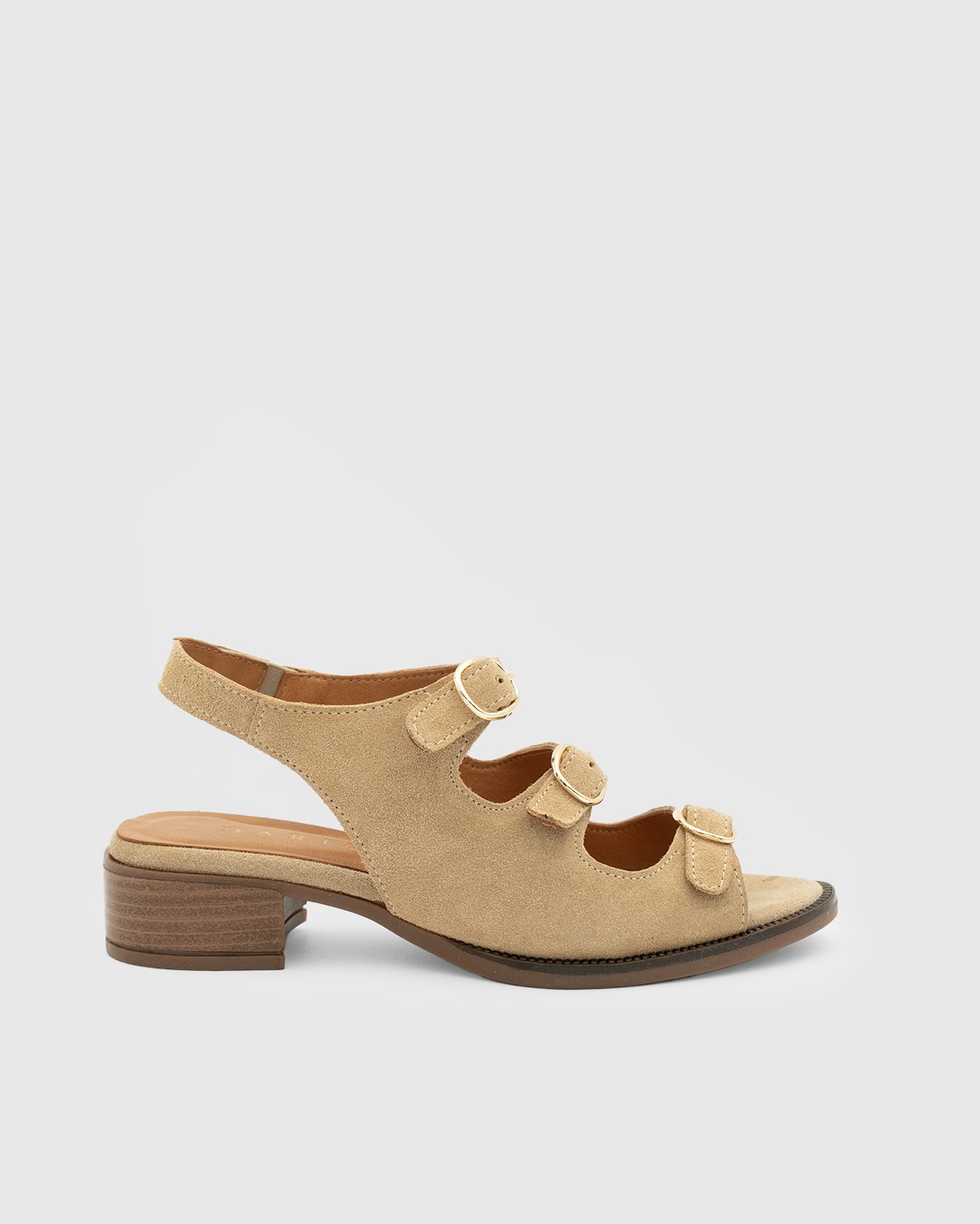 IMG_2569.JPG ROVENA Bisque Suede Leather Women's Heeled Sandal - Image 1