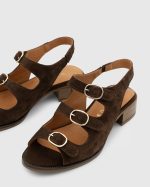 ROVENA Brown Suede Leather Women's Heeled Sandal - Image 2