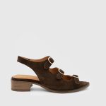 ROVENA Brown Suede Leather Women's Heeled Sandal