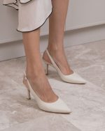 MONTE Beige Leather Women's Heeled Sandal