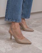 MONTE Nude  Leather Women's Heeled Sandal - Image 2
