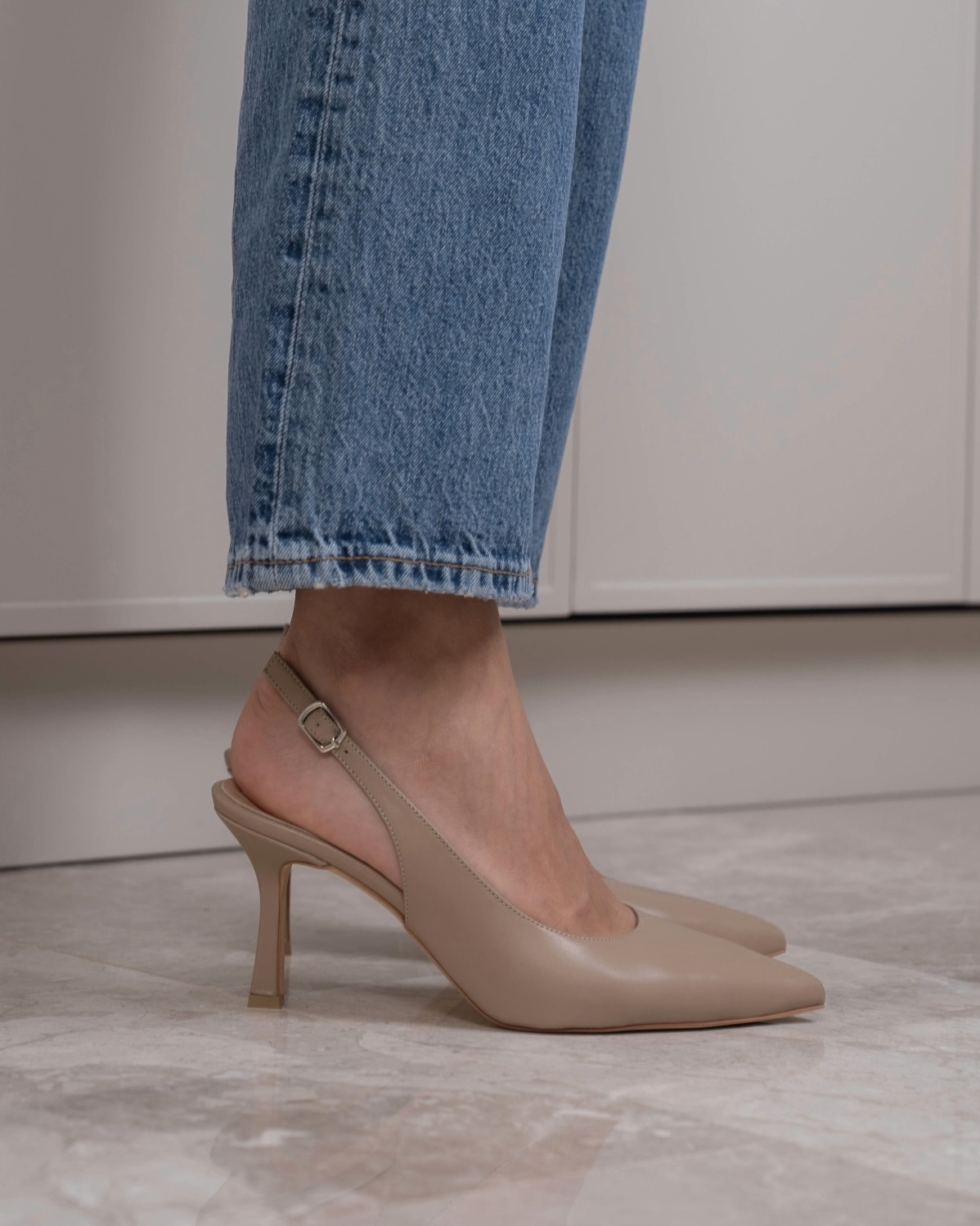 IMG_2866.JPG MONTE Nude Leather Women's Heeled Sandal - Image 1