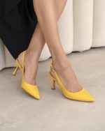 MONTE Yellow Leather Women's Heeled Sandal - Image 3