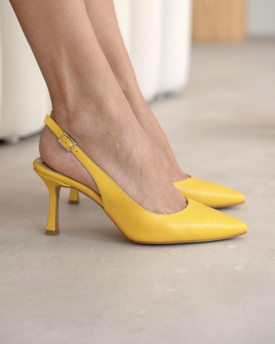 IMG_2874.JPG (1) MONTE Yellow Leather Women's Heeled Sandal - Image 1