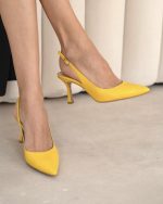 MONTE Yellow Leather Women's Heeled Sandal - Image 4