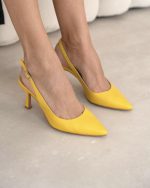 MONTE Yellow Leather Women's Heeled Sandal - Image 2