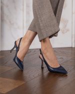 MONTE Blue Leather Women's Heeled Sandal - Image 3