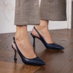 MONTE Blue Leather Women's Heeled Sandal