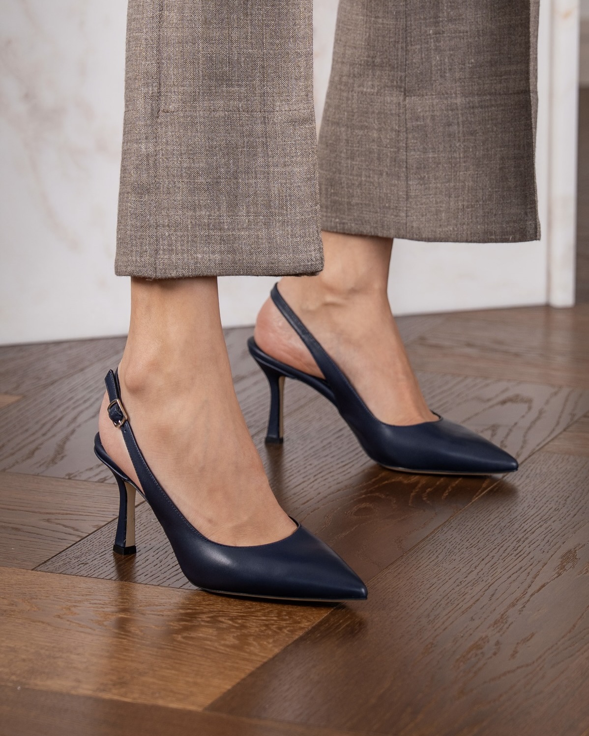 IMG_2879.JPG MONTE Blue Leather Women's Heeled Sandal - Image 1
