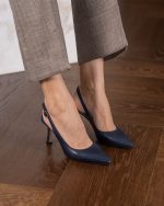 MONTE Blue Leather Women's Heeled Sandal - Image 2