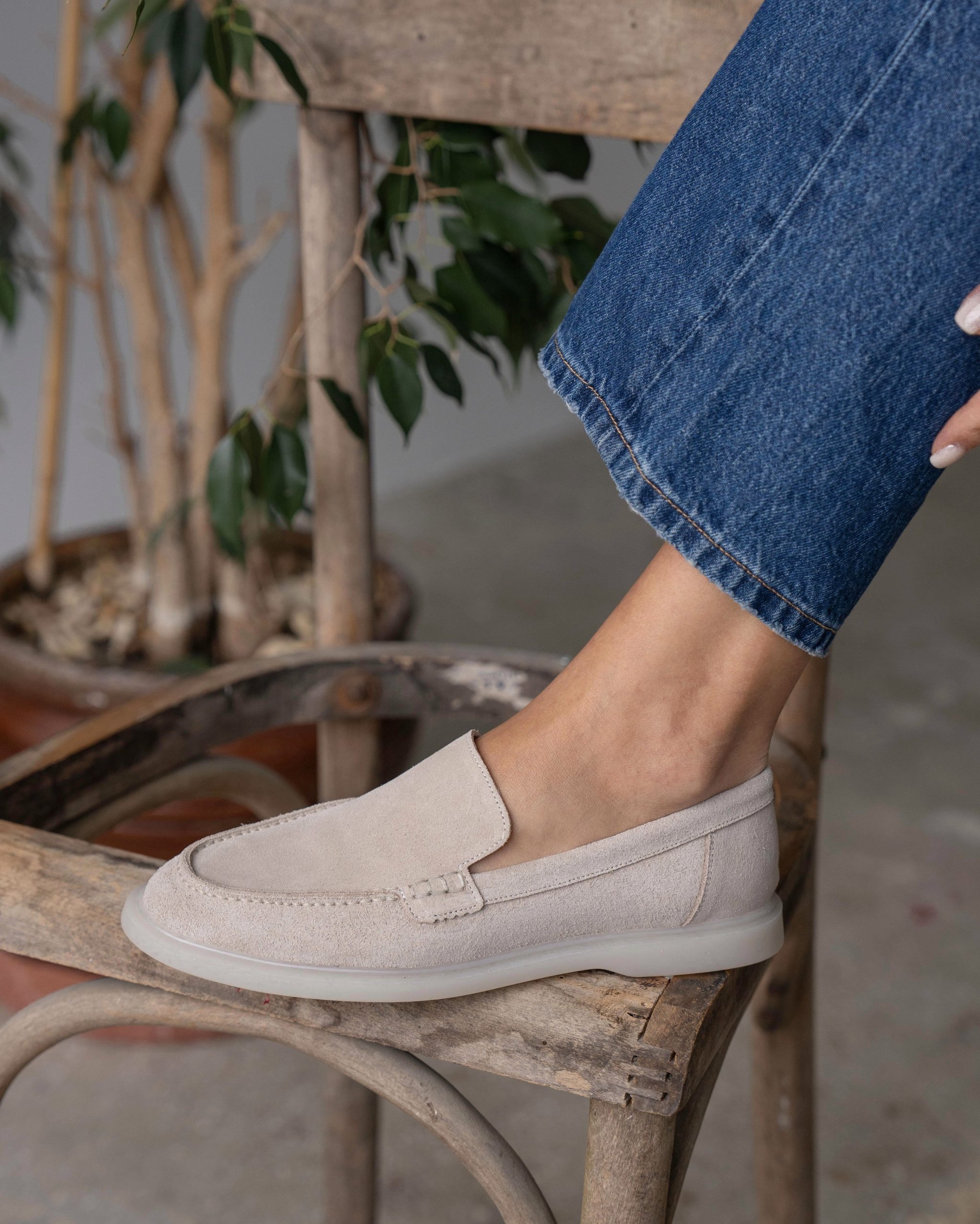 IMG_2942.JPG ELROYA Beige Leather Women's Loafer - Image 1