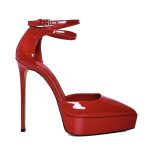 CARMELINE Red Leather Women's Heeled Sandal