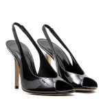 DESIRE Black Leather Women's Heeled Sandal - Image 4