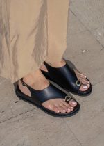 EVORA Black  Leather Women's Mulle
