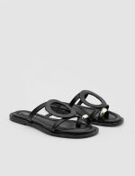 FLUI Black  Leather Women's Mulle