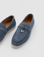 LIORA Blue Suede Leather Women's Loafer - Image 3