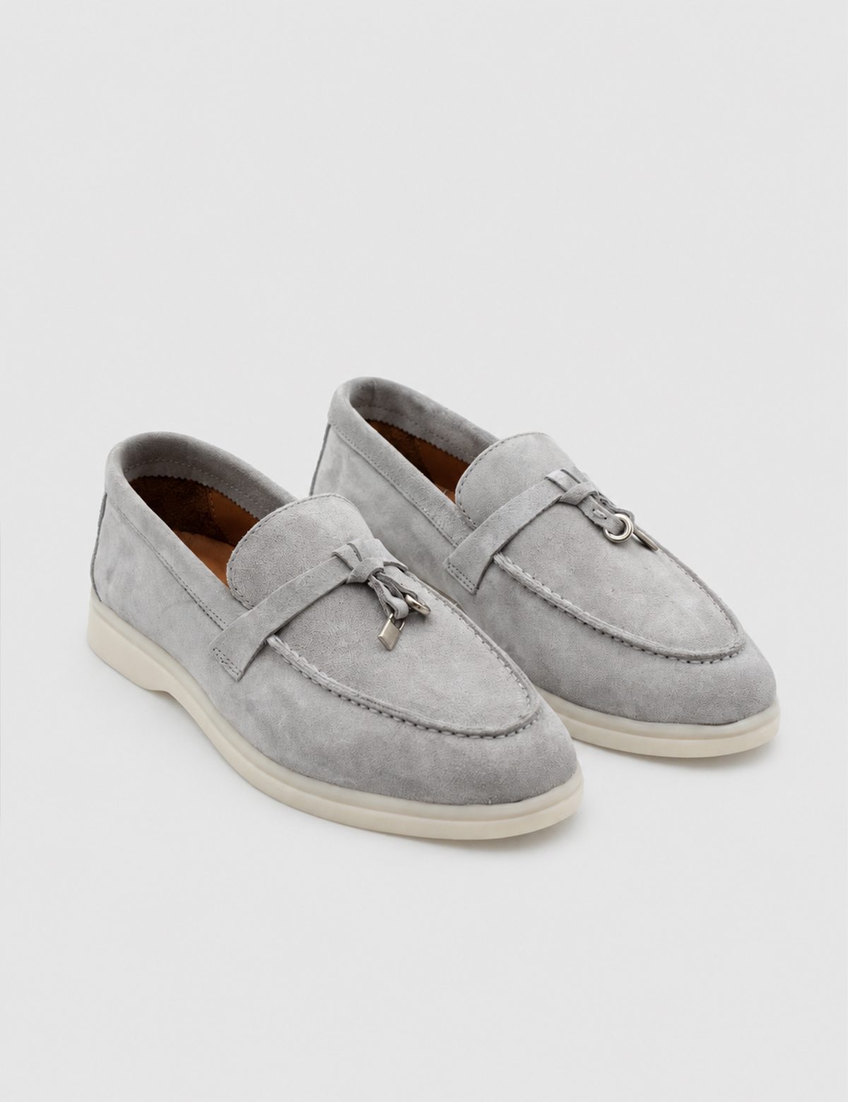 IMG_6350.JPG LIORA Ice Gray Suede Leather Women's Loafer - Image 1
