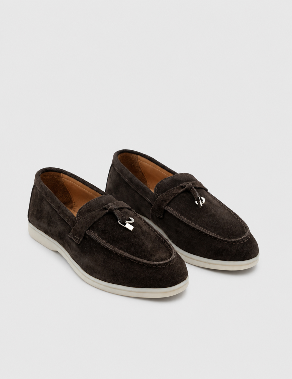 IMG_6352.JPG LIORA Dark Brown Suede Leather Women's Loafer - Image 1