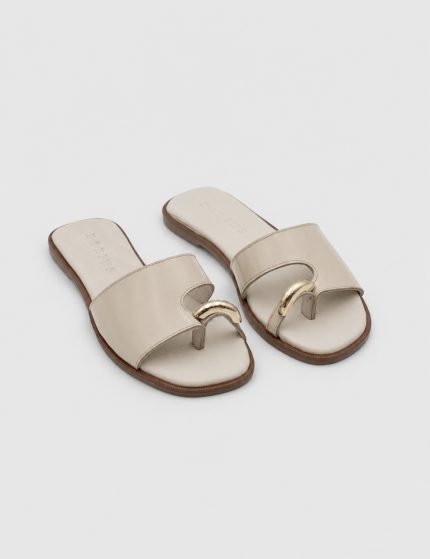 SOLARA White Leather Women's Mulle