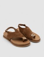 EVORA Brown Suede Leather Women's Sandal