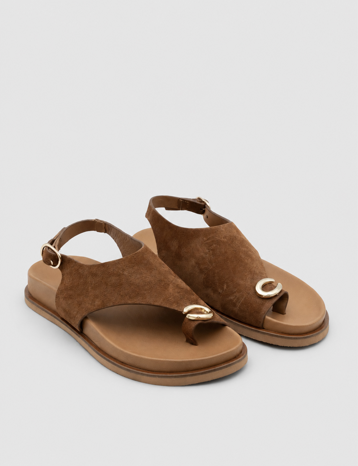 IMG_6379.JPG EVORA Brown Suede Leather Women's Sandal - Image 1