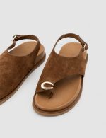 EVORA Brown Suede Leather Women's Sandal - Image 3