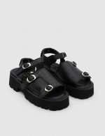LUNA Black Leather Women's Sandal