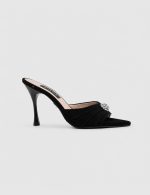MOREA Black Suede Leather Women's Heeled Slide - Image 2