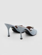 MOREA Baby Blue Suede Leather Women's Heeled Slide - Image 3