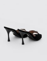 MOREA Black Suede Leather Women's Heeled Slide - Image 4