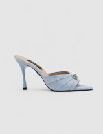 MOREA Baby Blue Suede Leather Women's Heeled Slide - Image 2