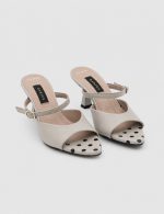 LUSIANA MINK Leather Women's Heeled Slide