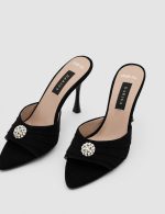 MOREA Black Suede Leather Women's Heeled Slide - Image 3
