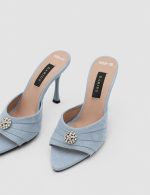 MOREA Baby Blue Suede Leather Women's Heeled Slide - Image 4