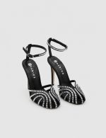 ROXANA Black Leather Women's Heeled Sandal