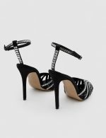 ROXANA Black Leather Women's Heeled Sandal - Image 4